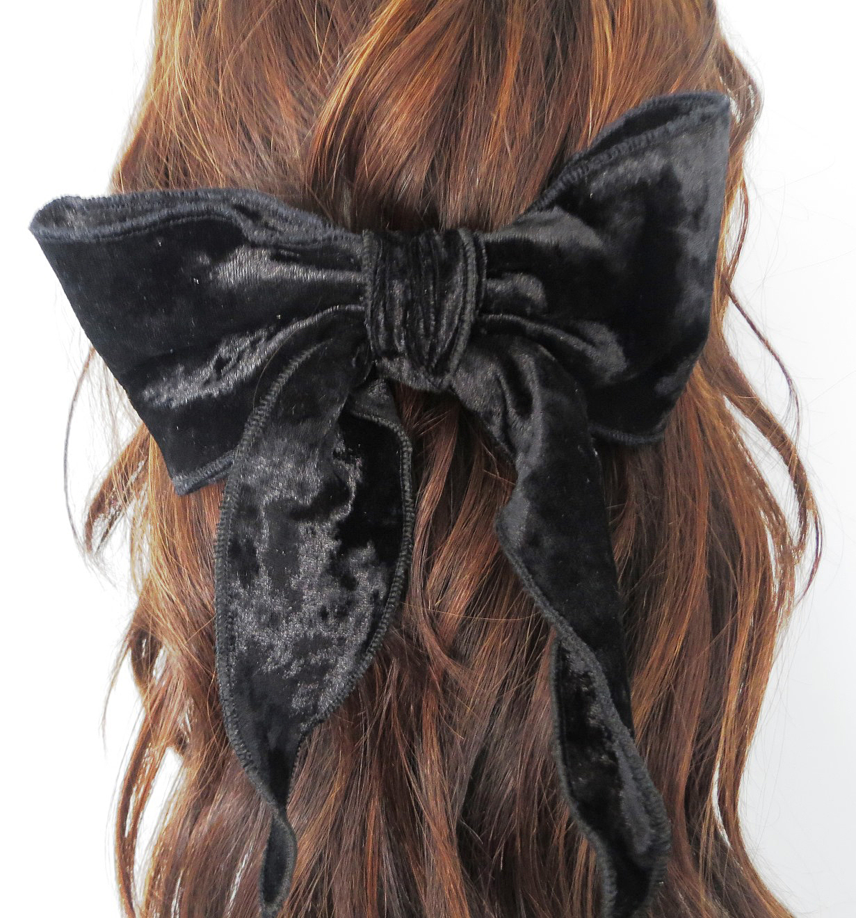Black velvet bow with tails
