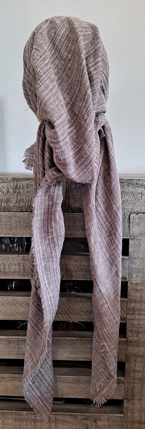 Medium gray heathered look soft fringes pretied tichel