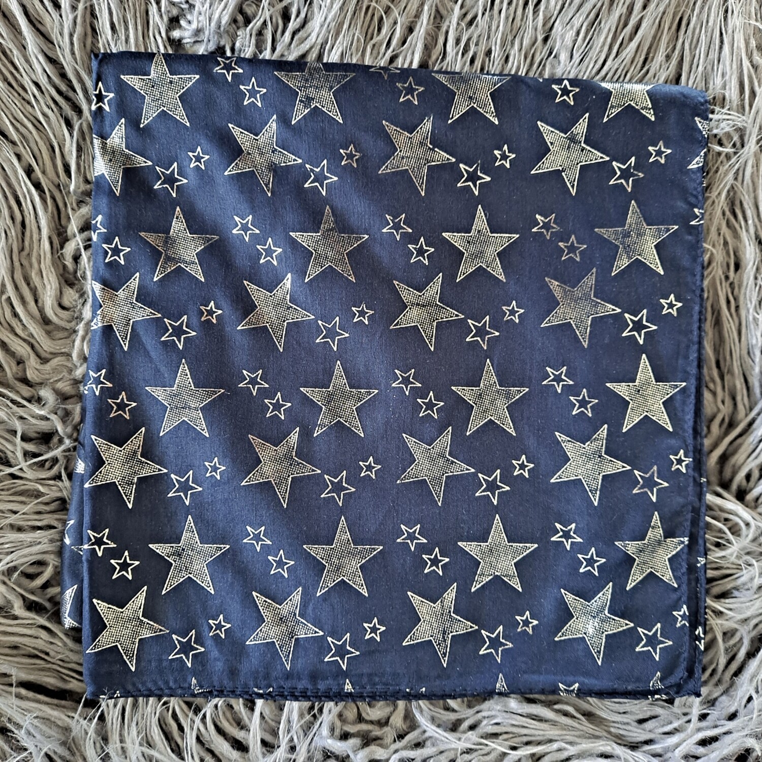 Navy/silver metallic -  stars patterned tichel