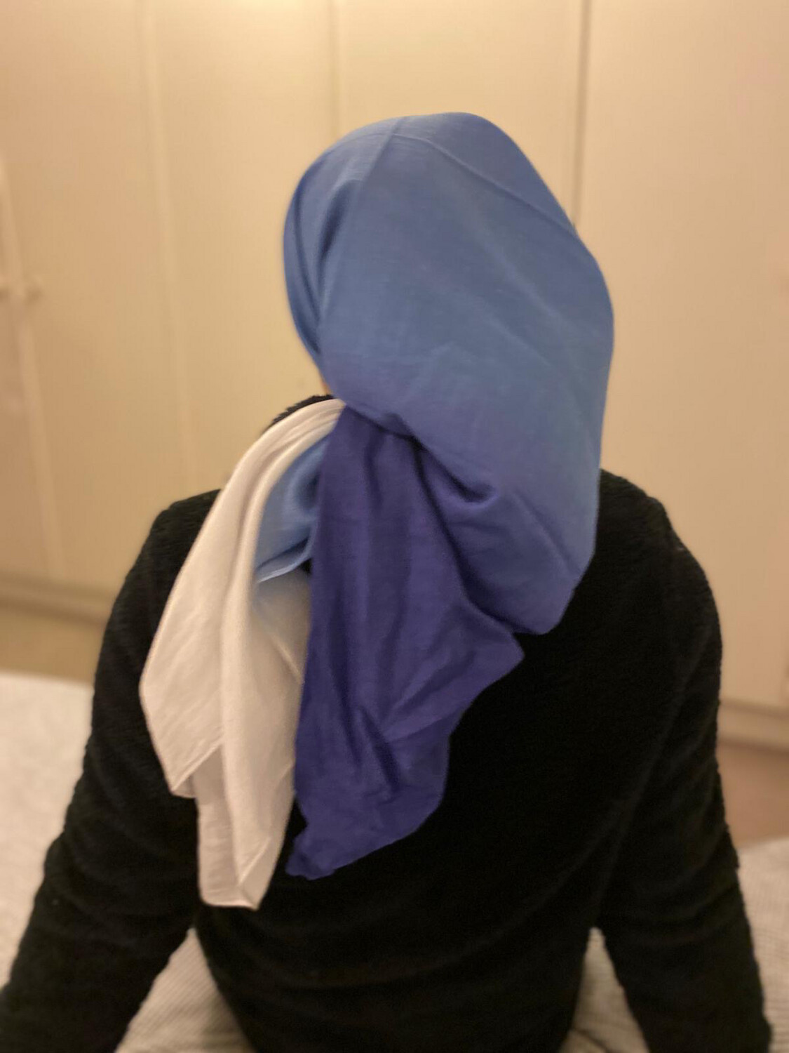 Blue cotton shaded ombre' tichel