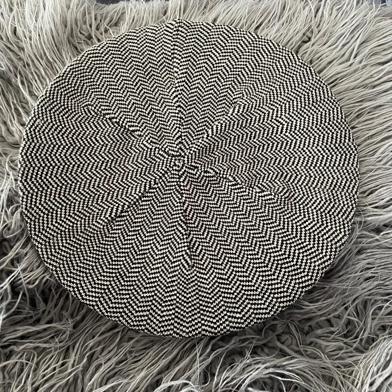 Black/white herringbone snood/beret