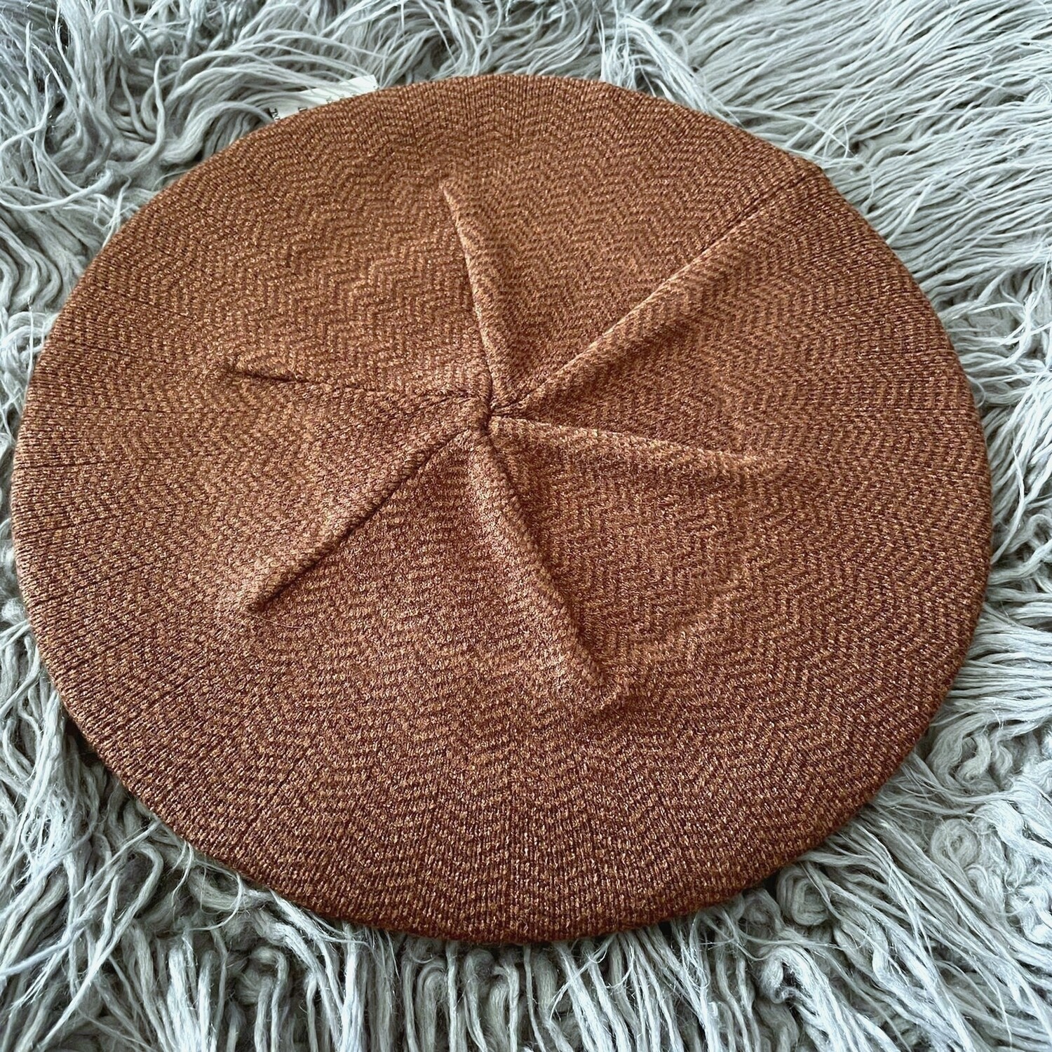 Brown/tan herringbone snood/beret
