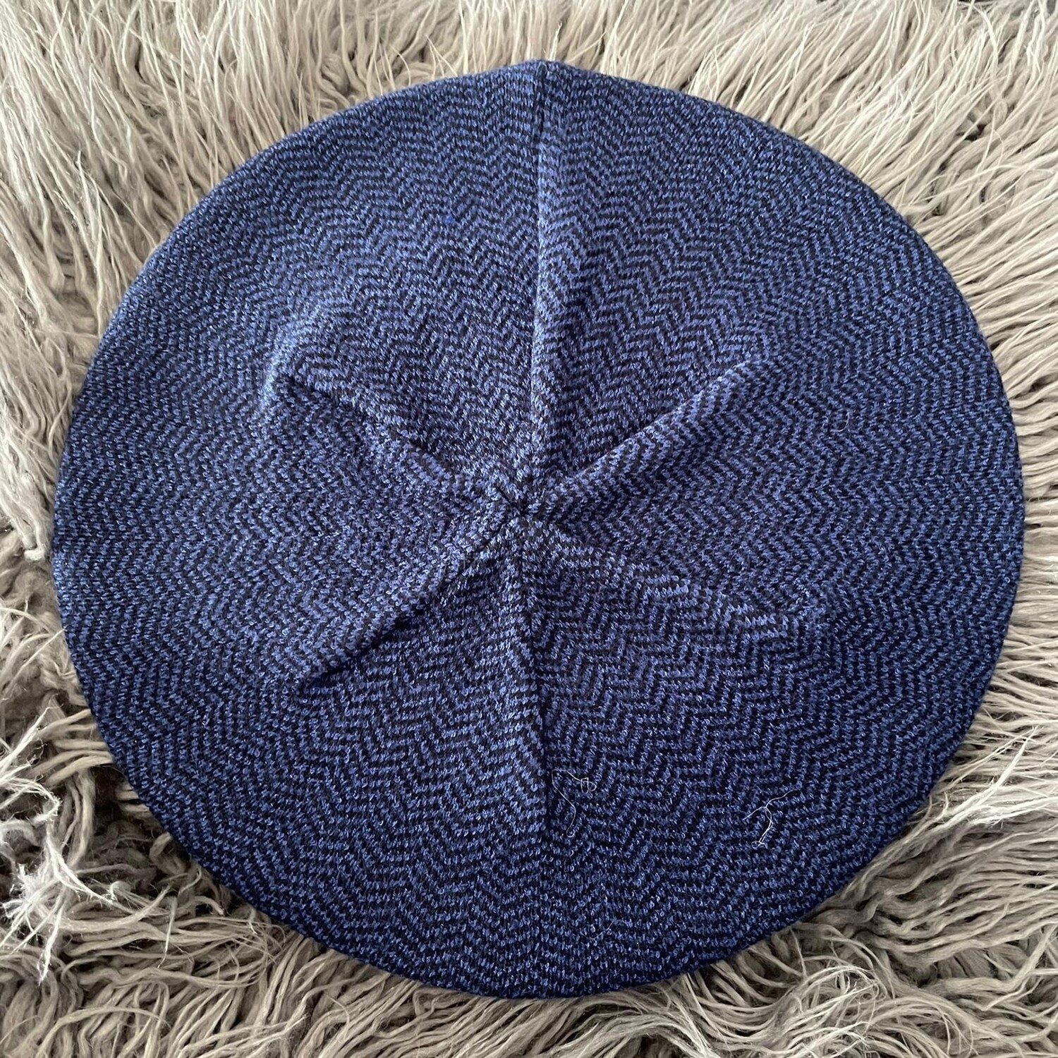 Navy/chambray herringbone snood/beret