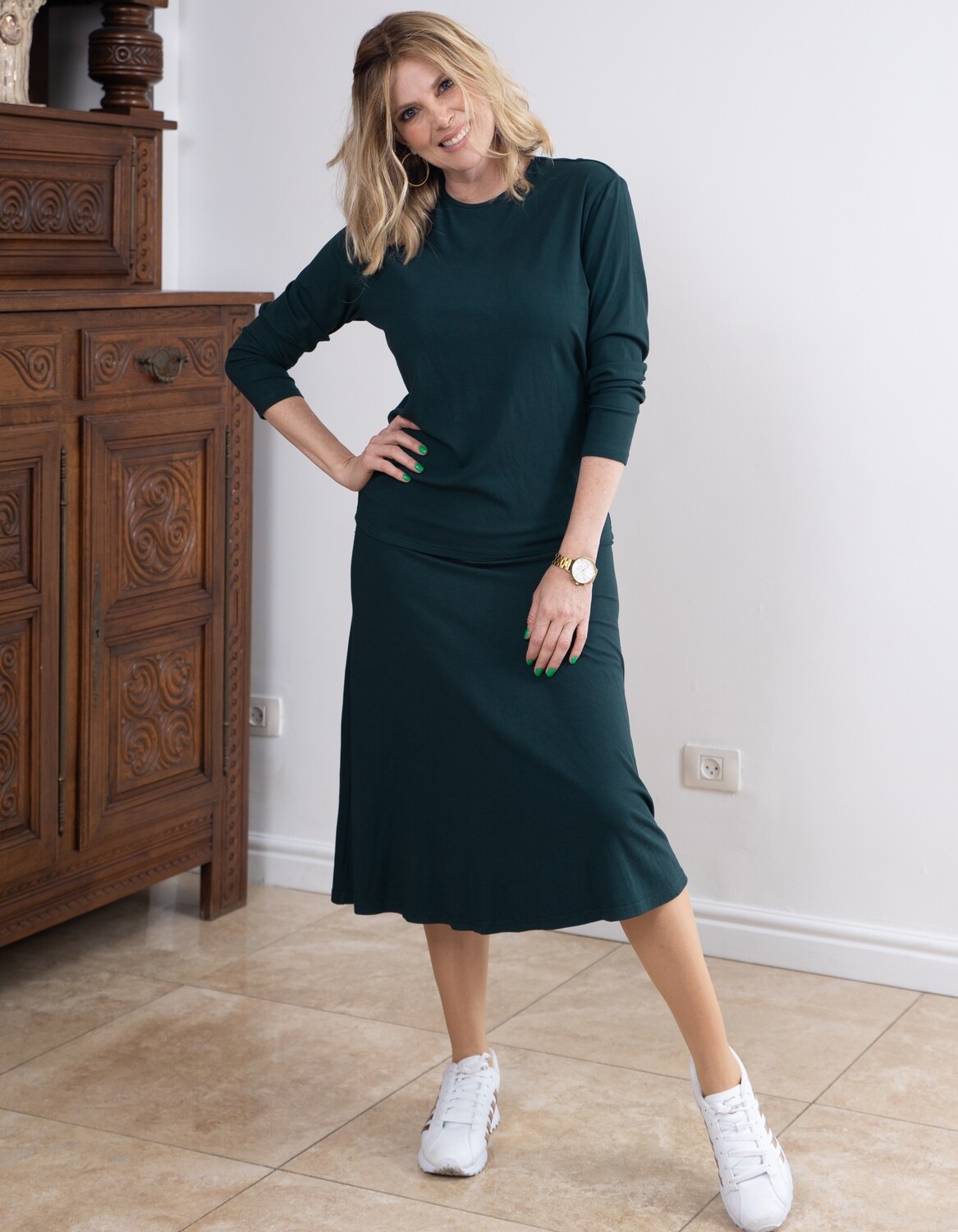 Fine ribbed Skirt - jade
