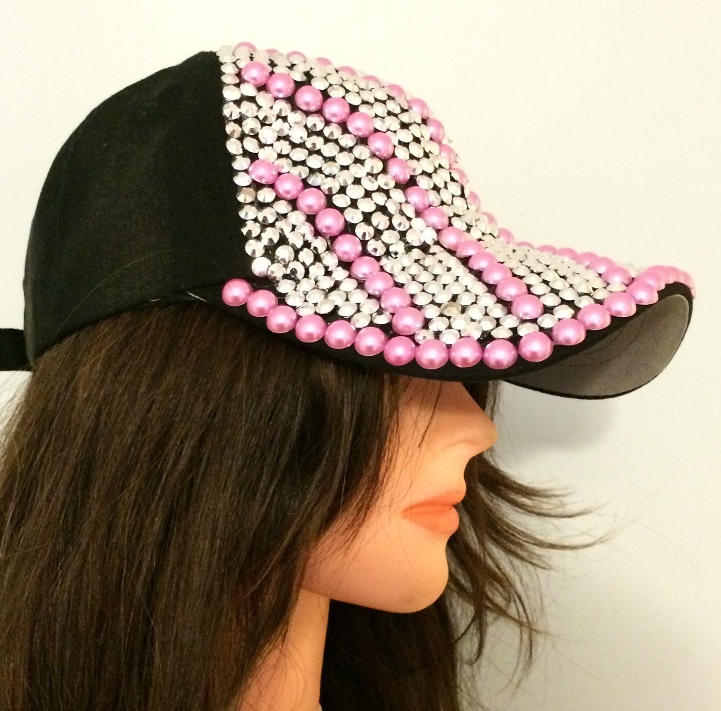 Black with colored sequins bejeweled cap