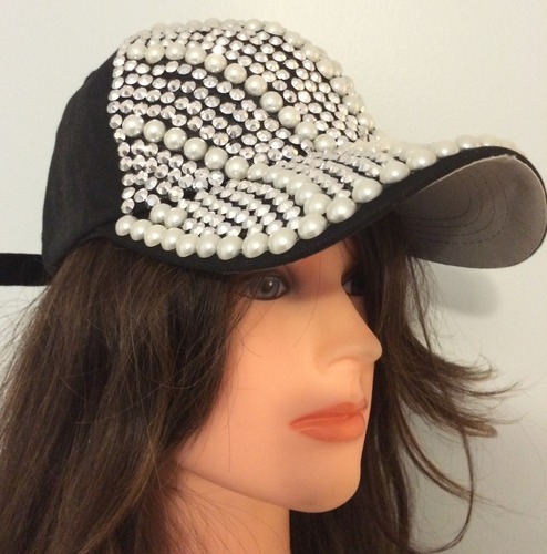 Navy blue with sequins bejeweled cap