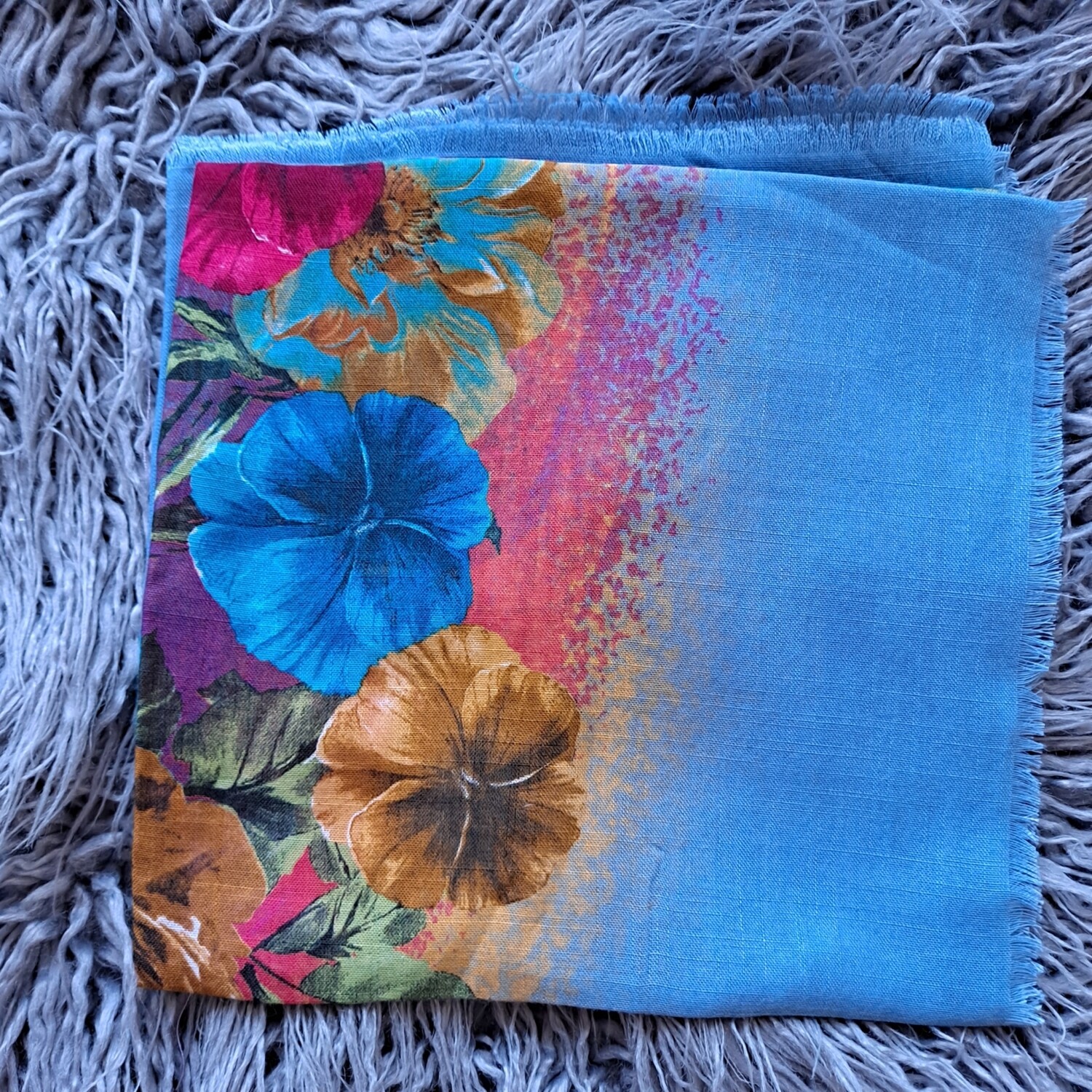 Bluish/gray - floral soft fringes tichel