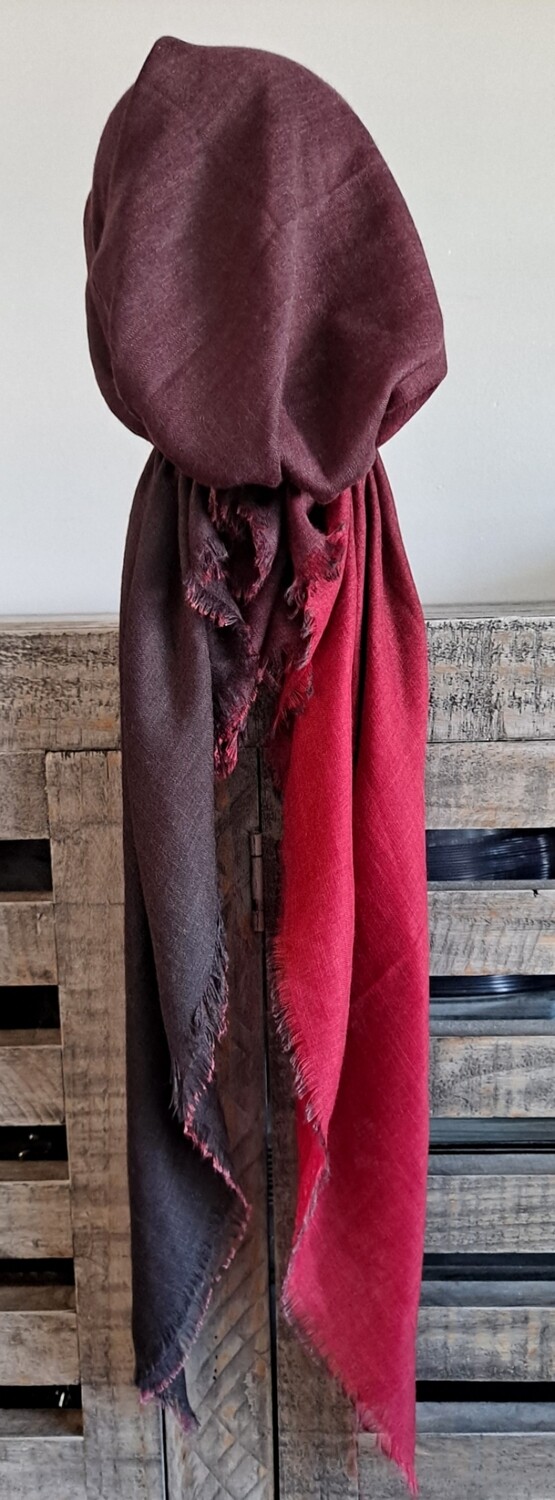 Maroon shaded - soft fringes pretied tichel