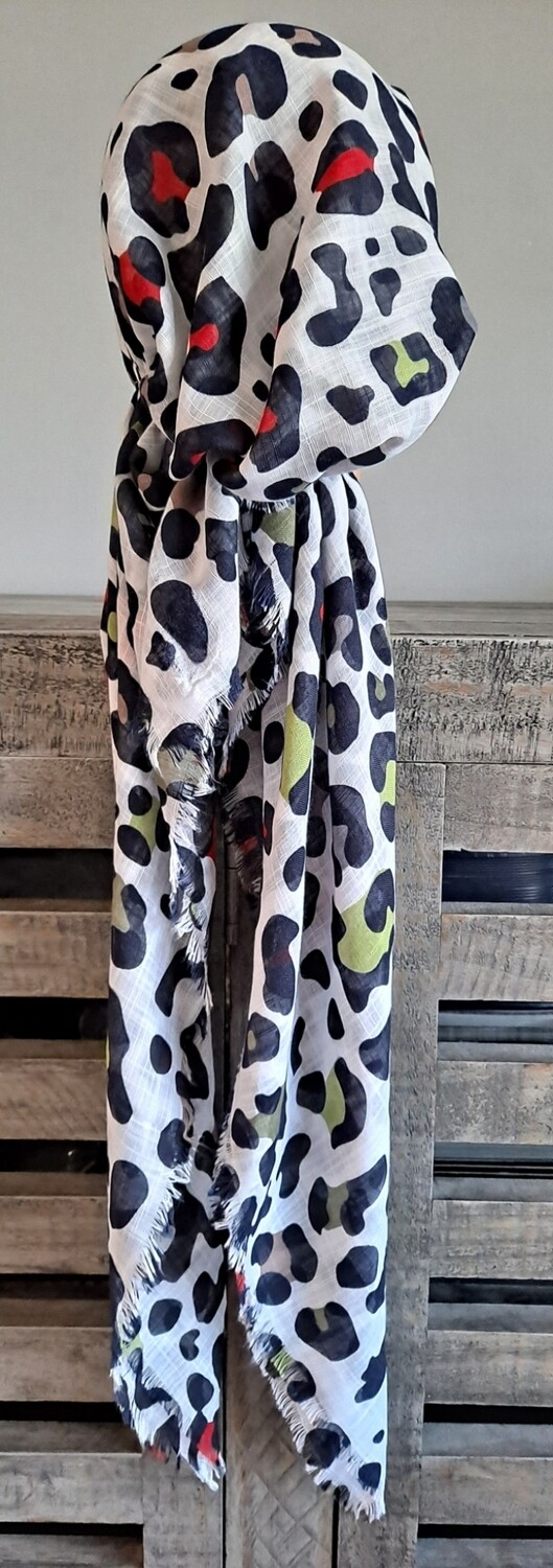 White leopard - soft fringes pretied tichel