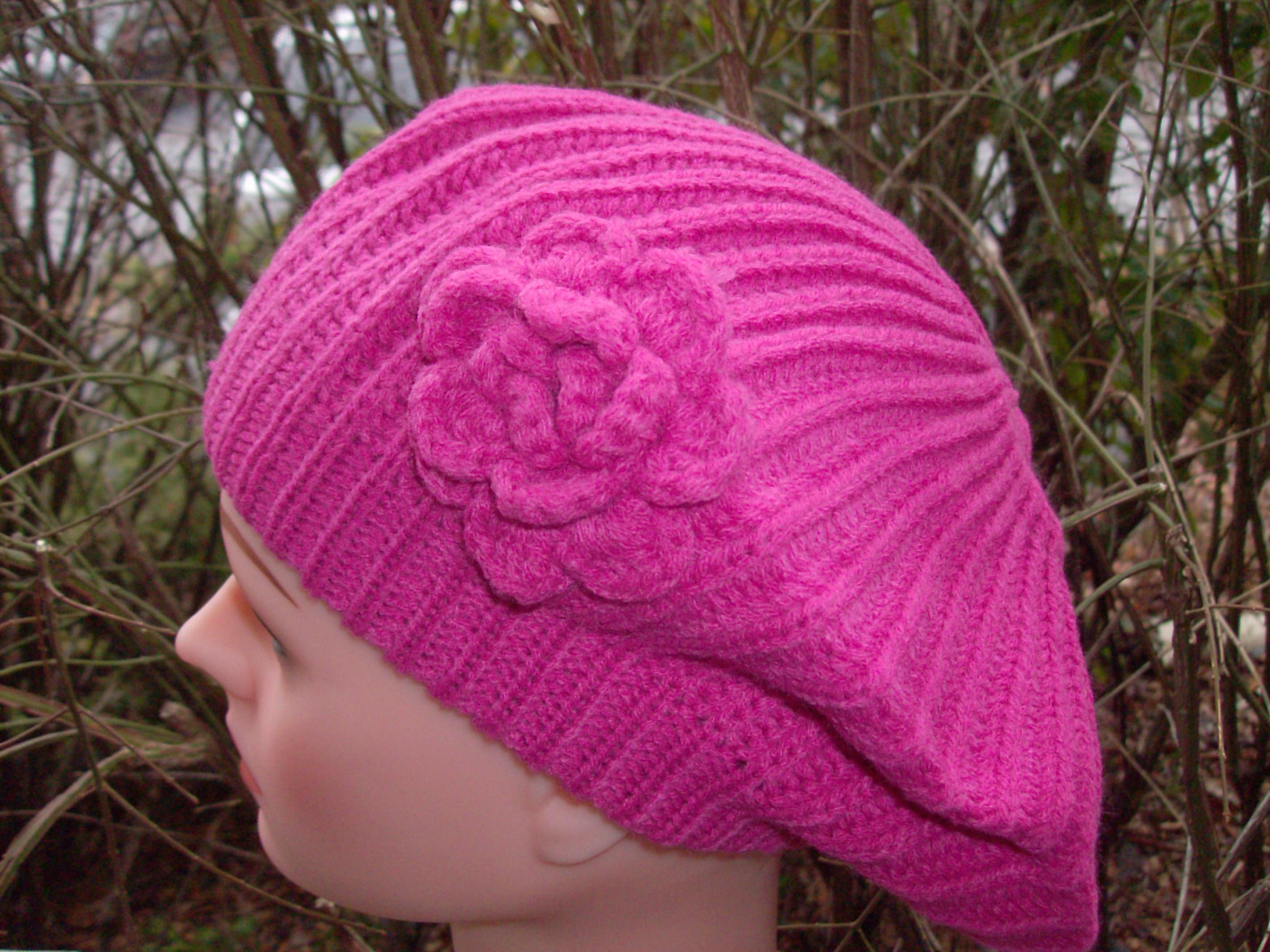 Single flower beret  pink