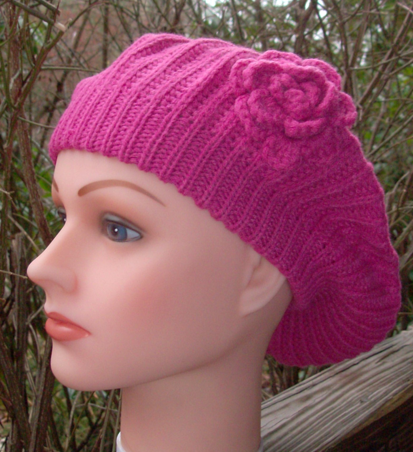 Single flower beret  pink