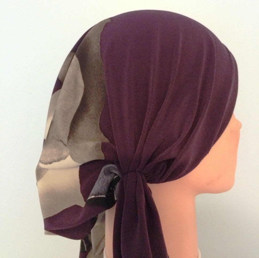 Pre tied tichel green and brown