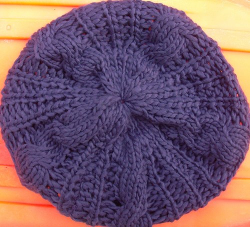 Chunky beanie beret purple