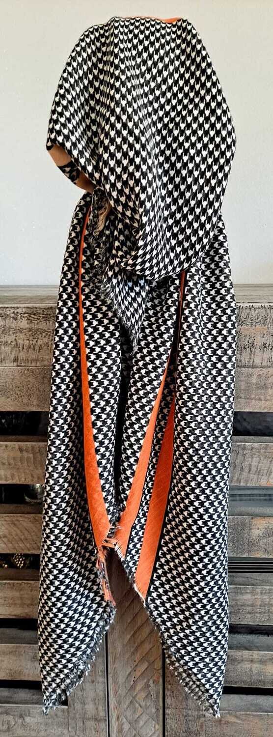 Black n' more houndstooth - soft fringes pretied tichel