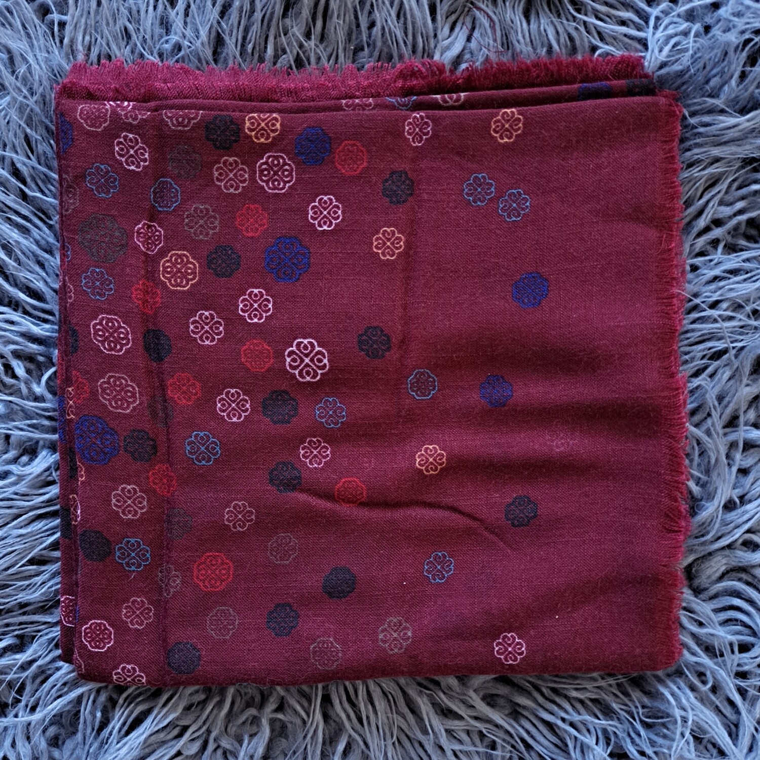 Maroon Fall colored - soft fringes tichel