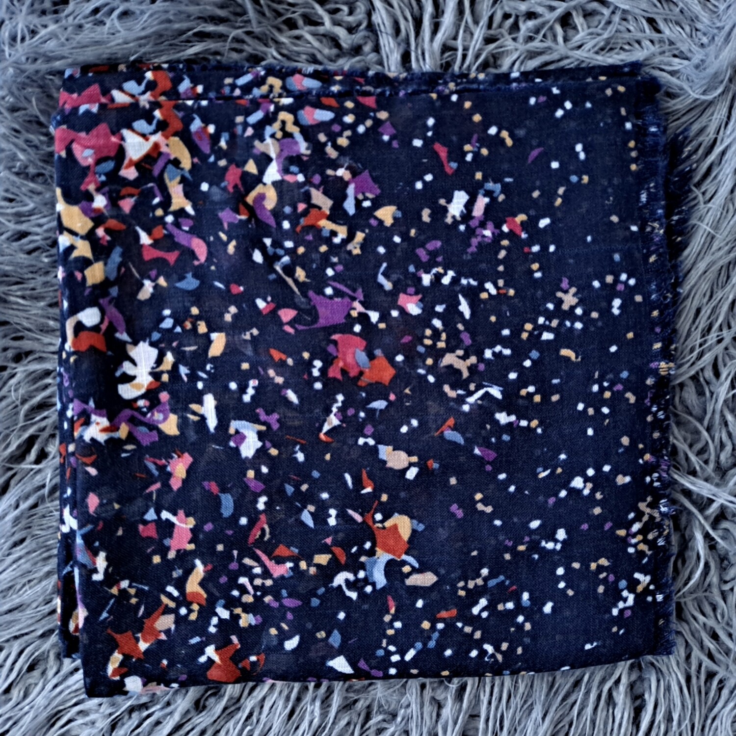Navy confetti - soft fringes tichel
