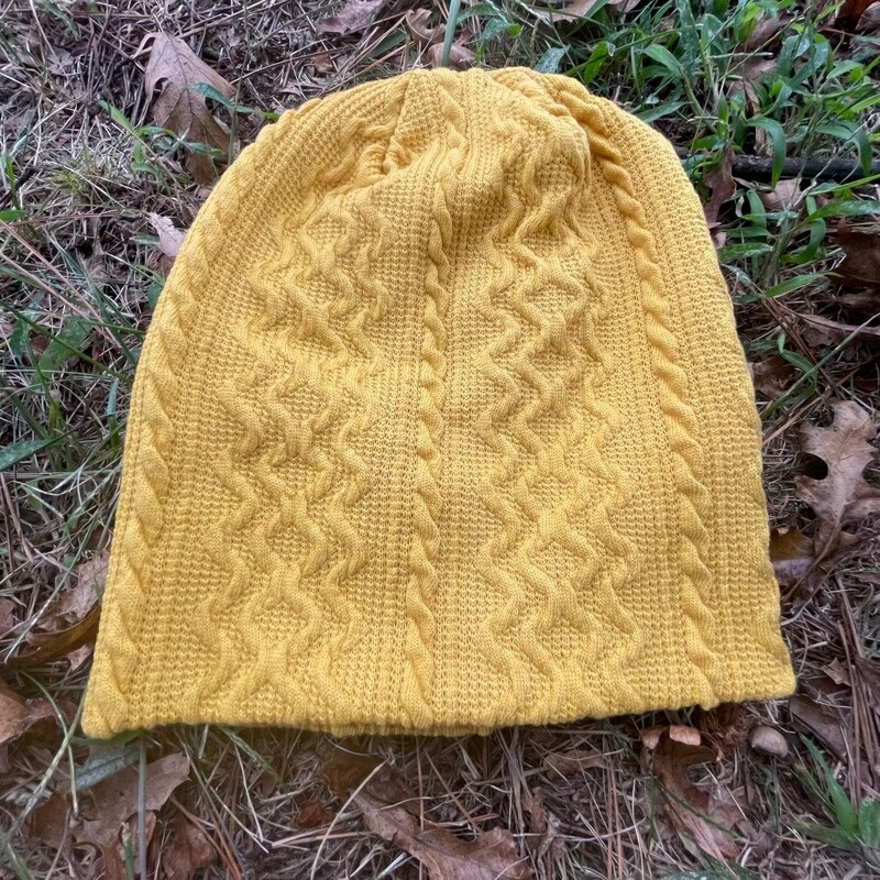 Mustard cable knit beanie