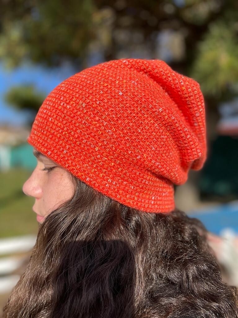 Orange tweed beanie