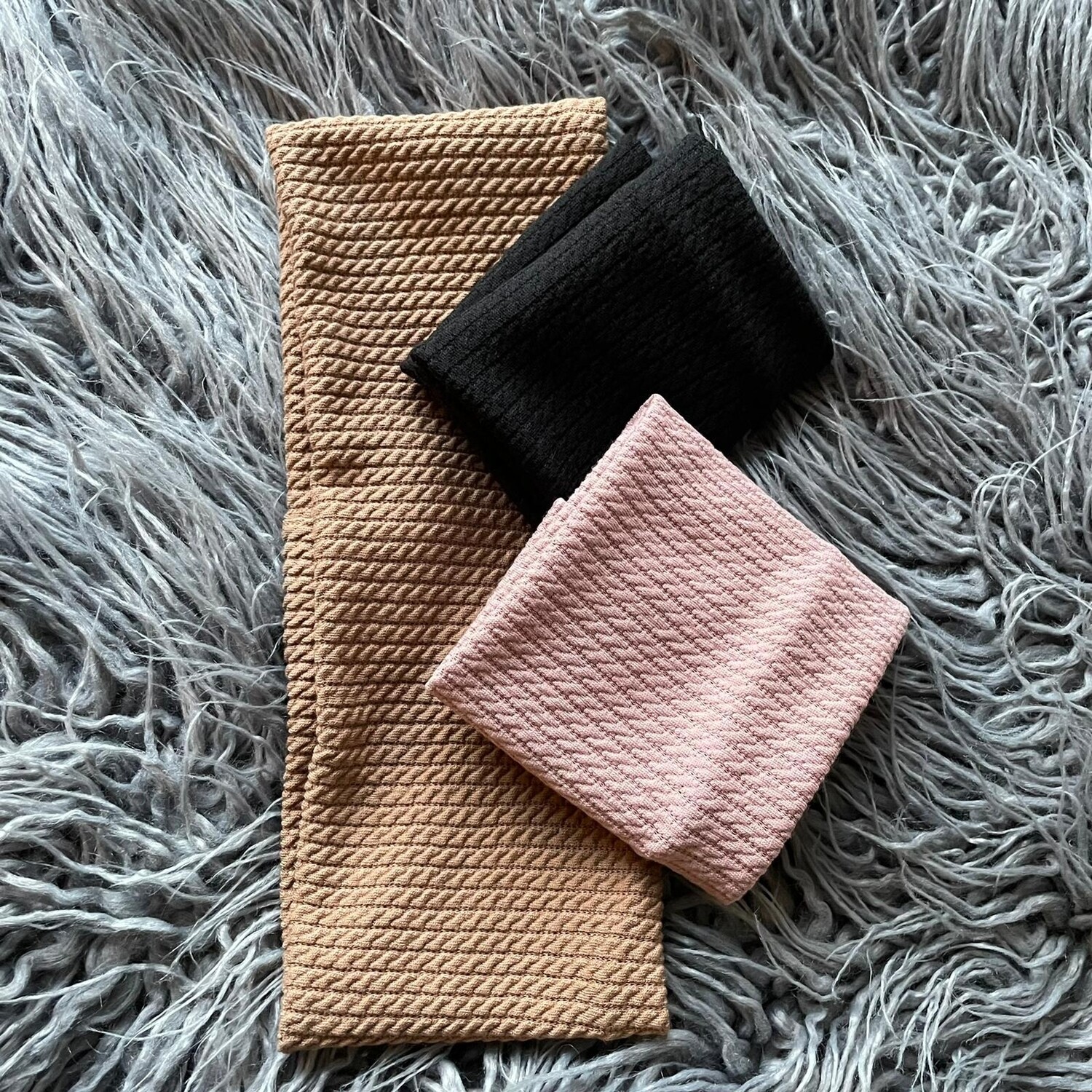 Fine cable ribbed flat headbands (wide and narrow)