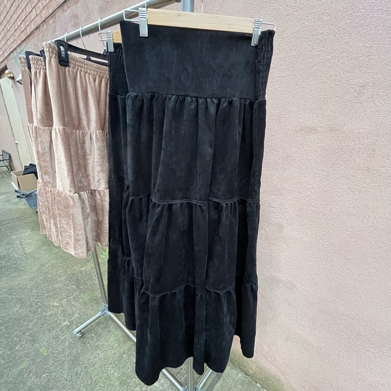 Long tiered skirt corduroy