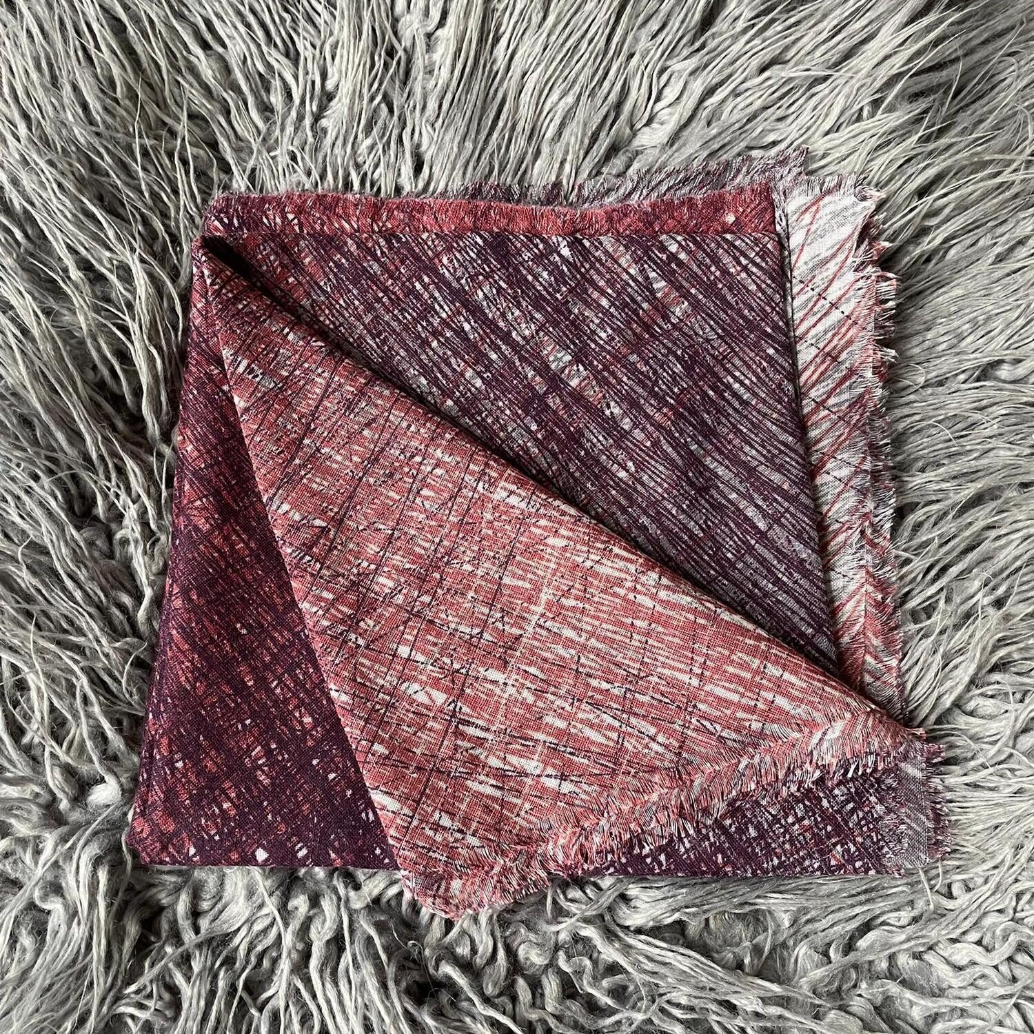 Plum/mauve shaded feathered - soft fringes tichel