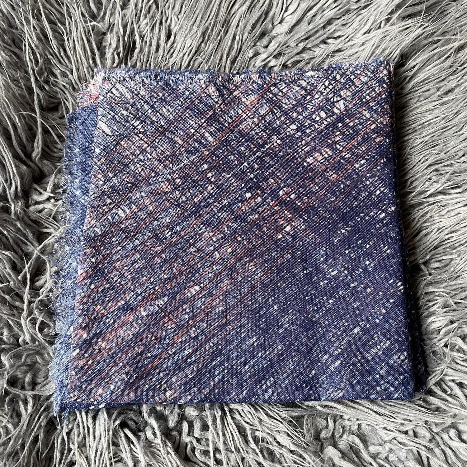 Blue/mauve shaded feathered - soft fringes tichel