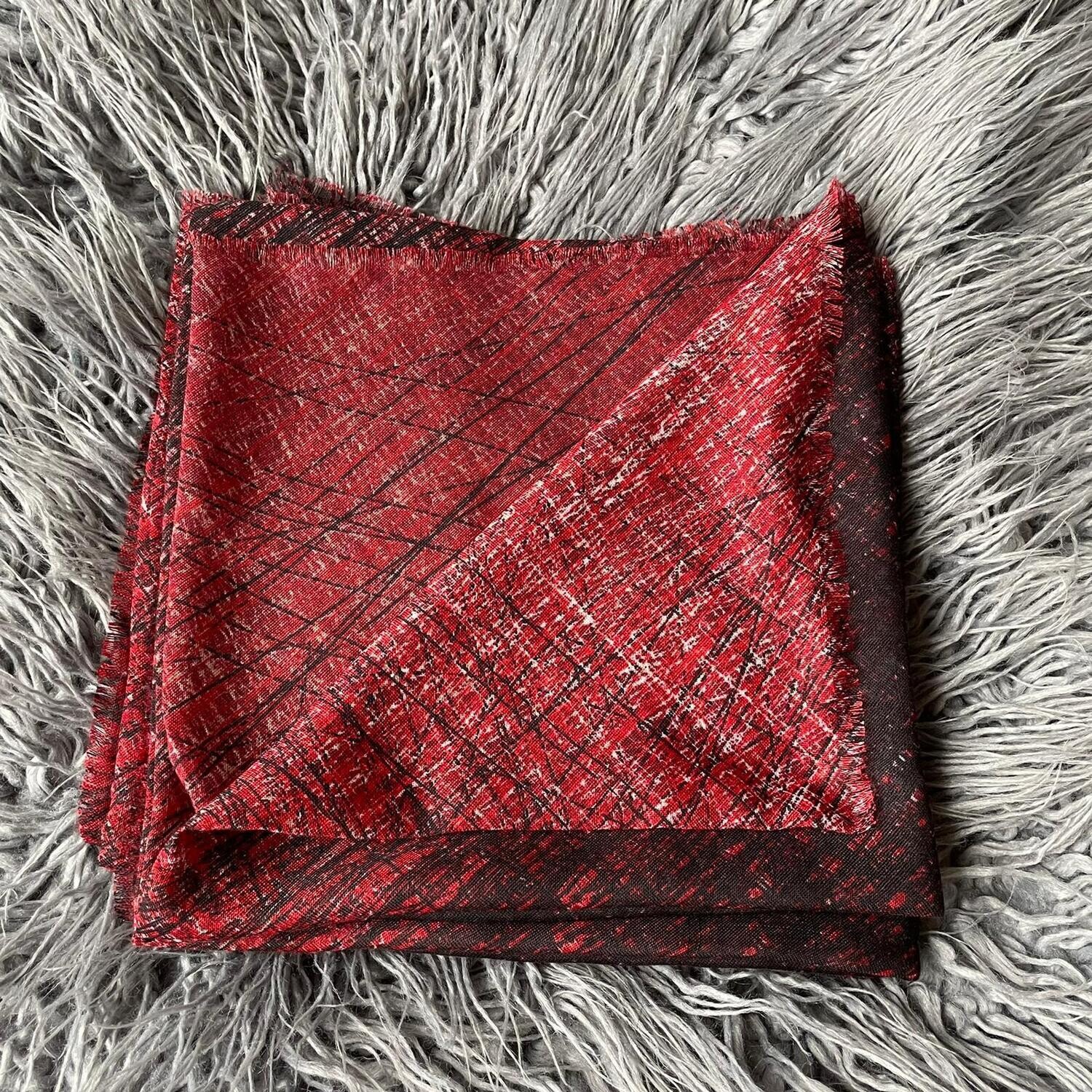 Black/red shaded feathered - soft fringes tichel