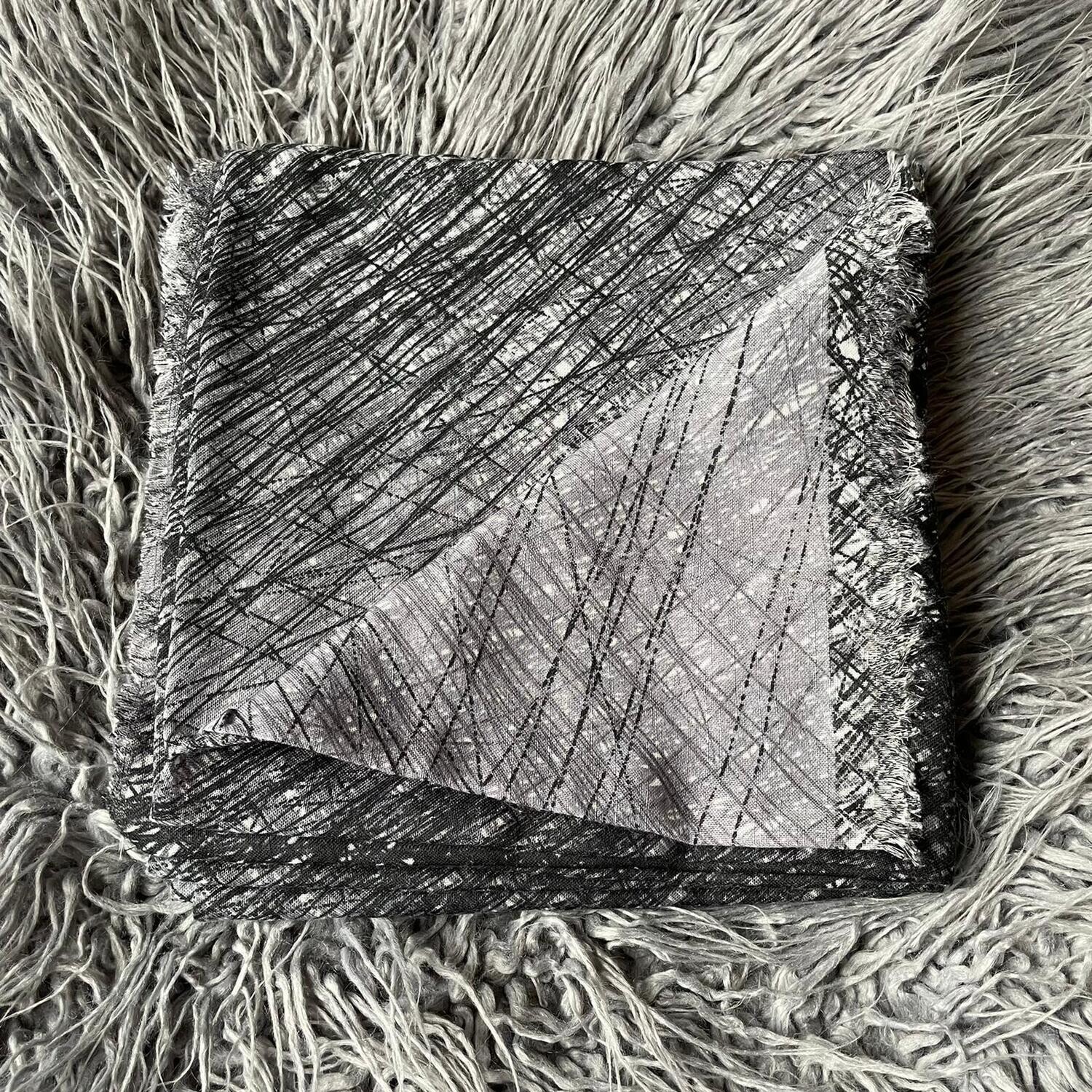 Black/gray shaded feathered - soft fringes tichel