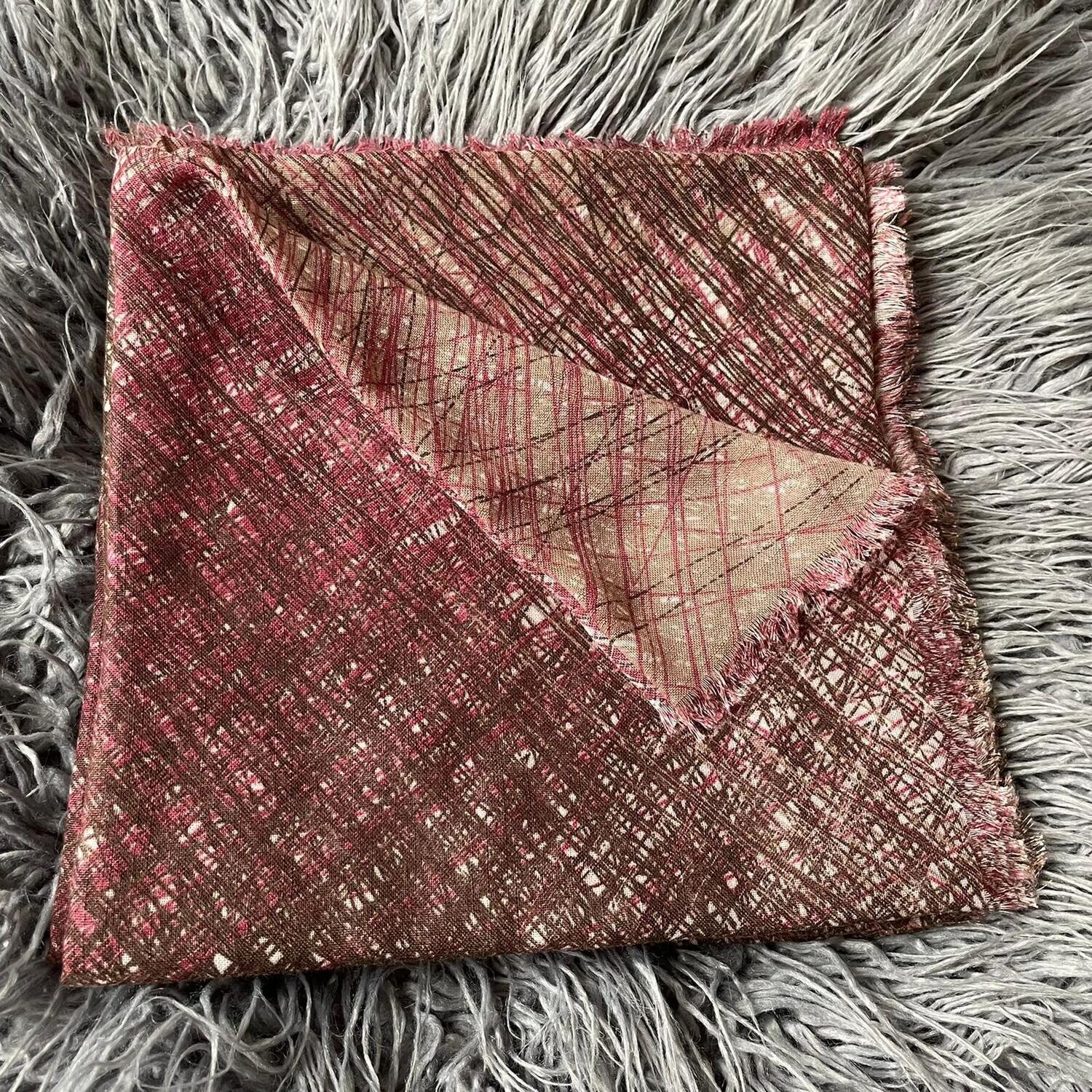 light brown/mauve shaded feathered - soft fringes tichel