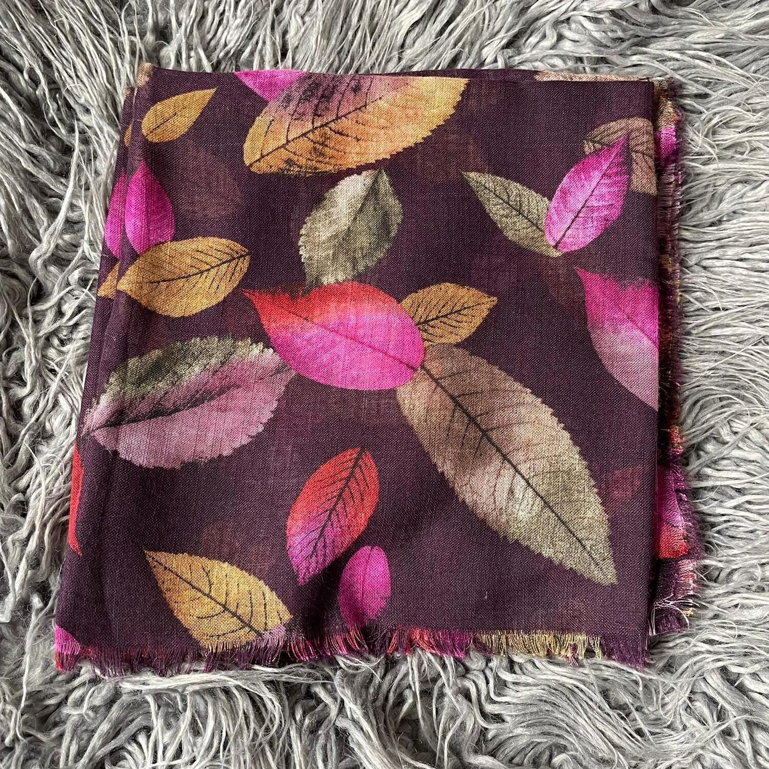 Eggplant  leaves - soft fringes tichel