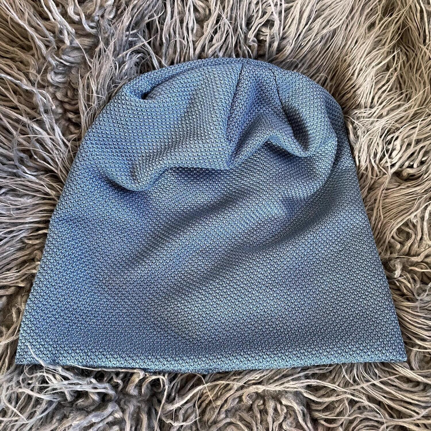 Textured waffled beanie - light denim