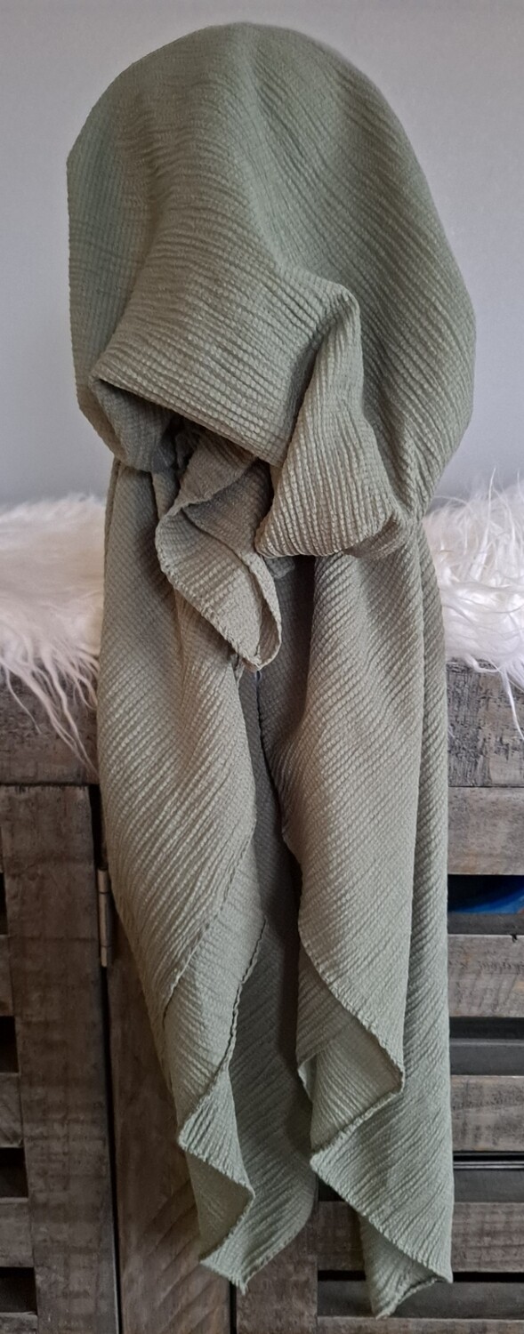 Dusty green solid gauzy pre-tied tichel