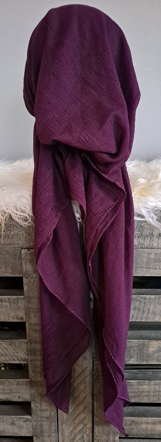 Wine solid gauzy pre-tied tichel