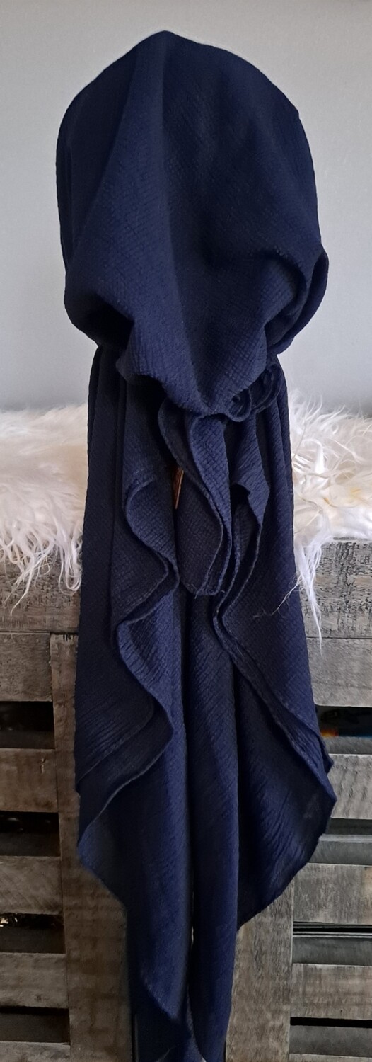 Navy solid gauzy pre-tied tichel