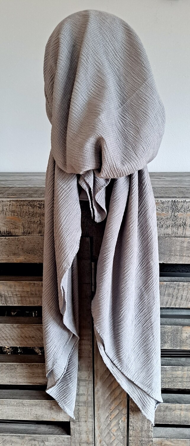 Medium gray solid gauzy pre-tied tichel