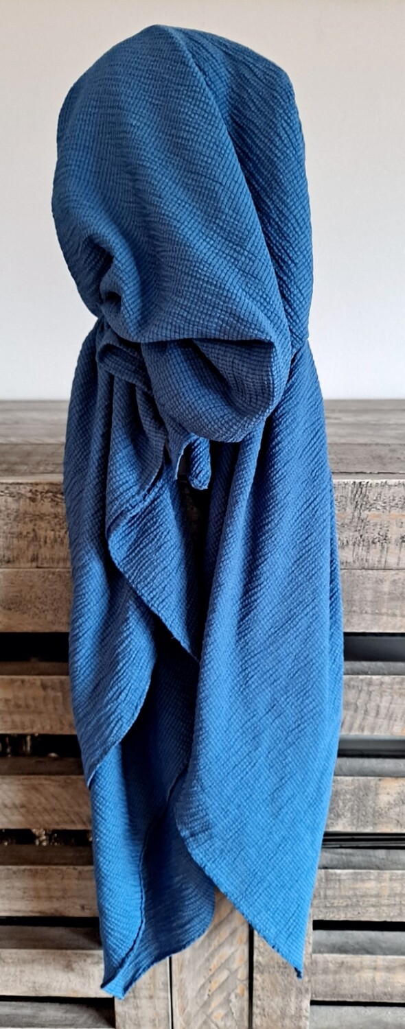 Teal blue solid gauzy pre-tied tichel