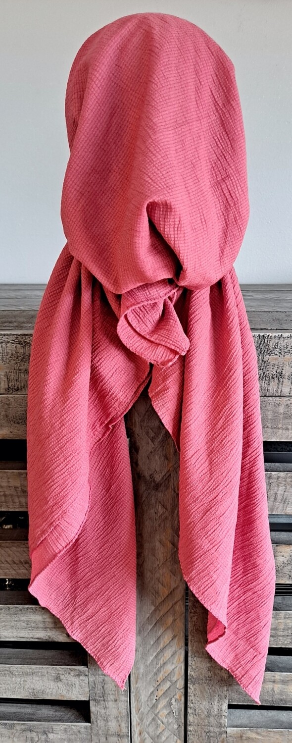 Coral solid gauzy pre-tied tichel