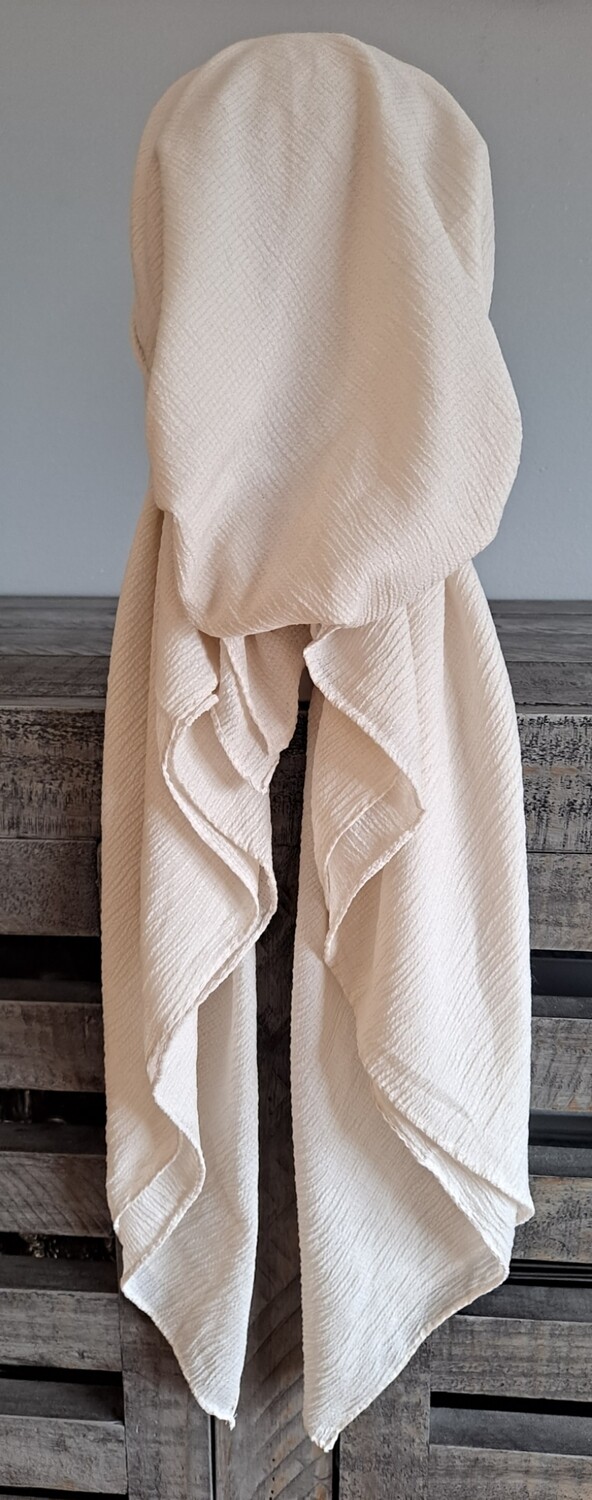 Light beige gauzy pre-tied tichel