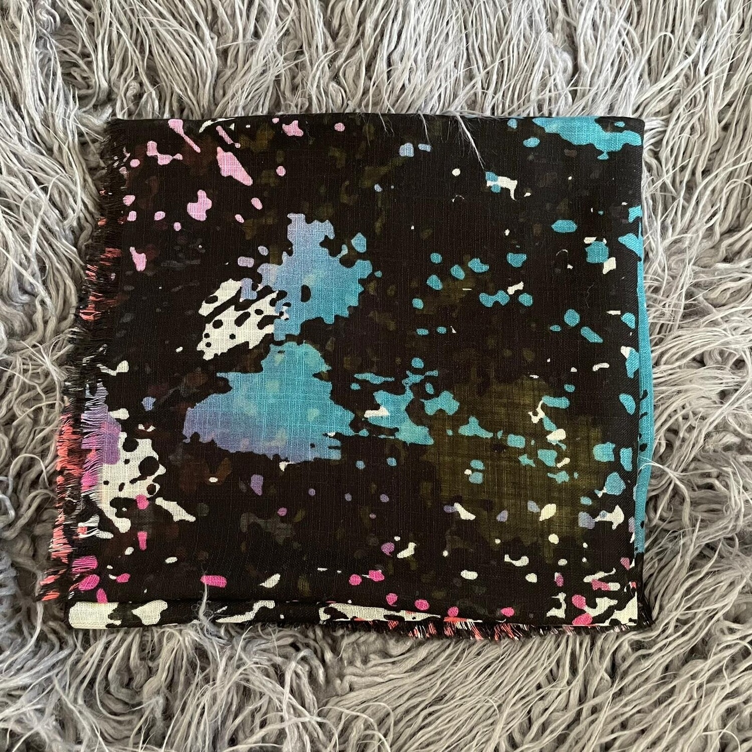 Black/teal n&#39; more soft fringes tichel - splattered
