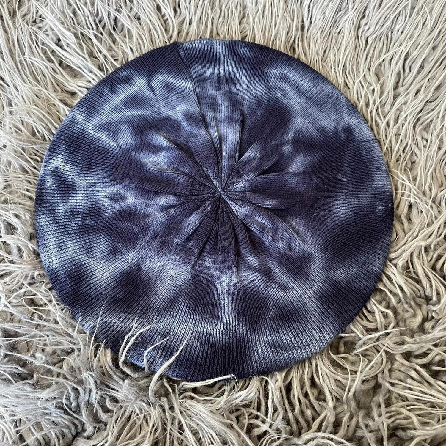 Tie dyed lined snood/beret - navy #2