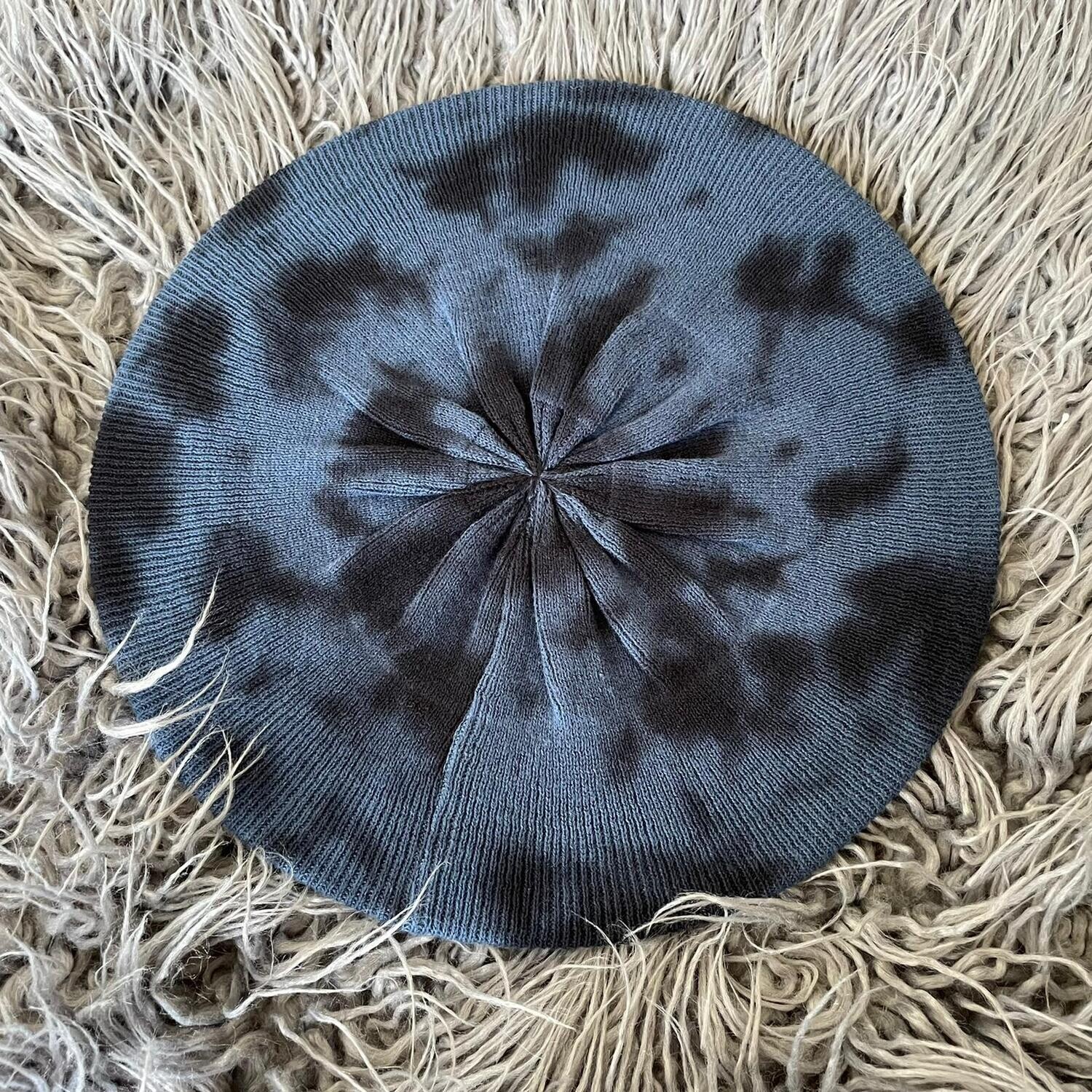 Tie dyed lined snood/beret - denim #2
