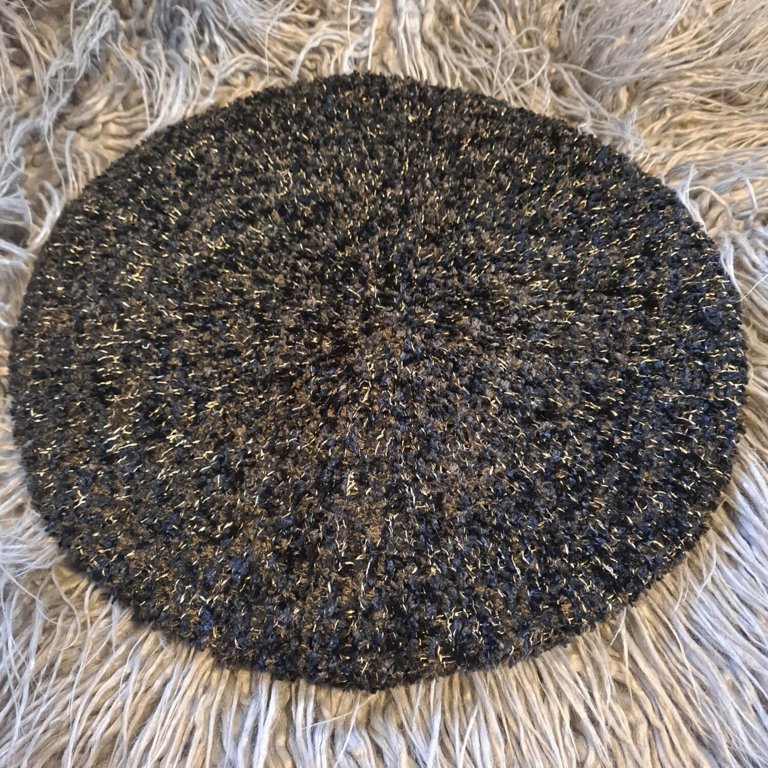 Black w/gold lurex lined chenille snood -XL