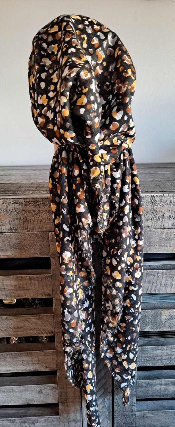 Black colored drops #2 - soft fringes pretied tichel