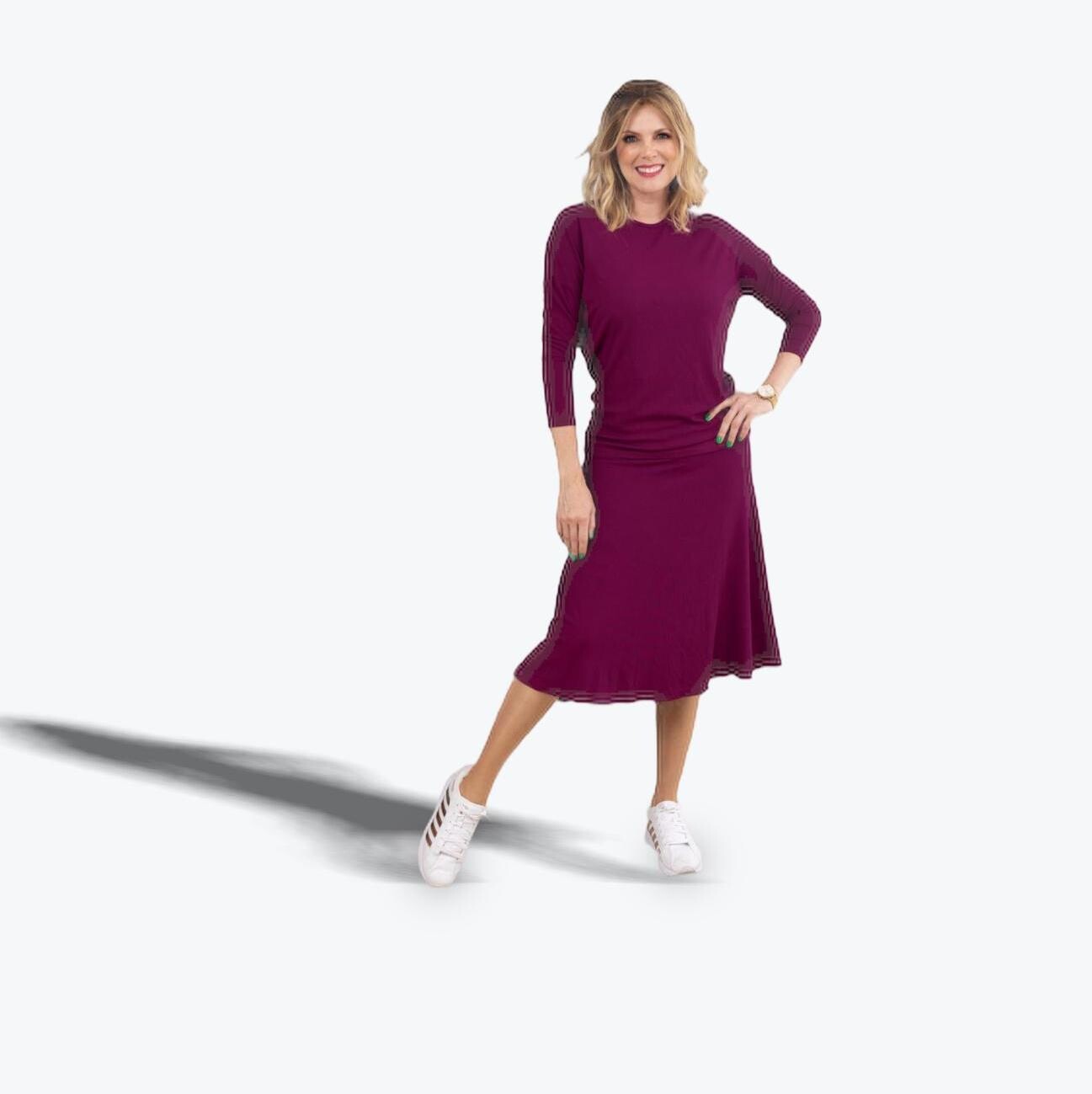 Fine ribbed skirt - berry