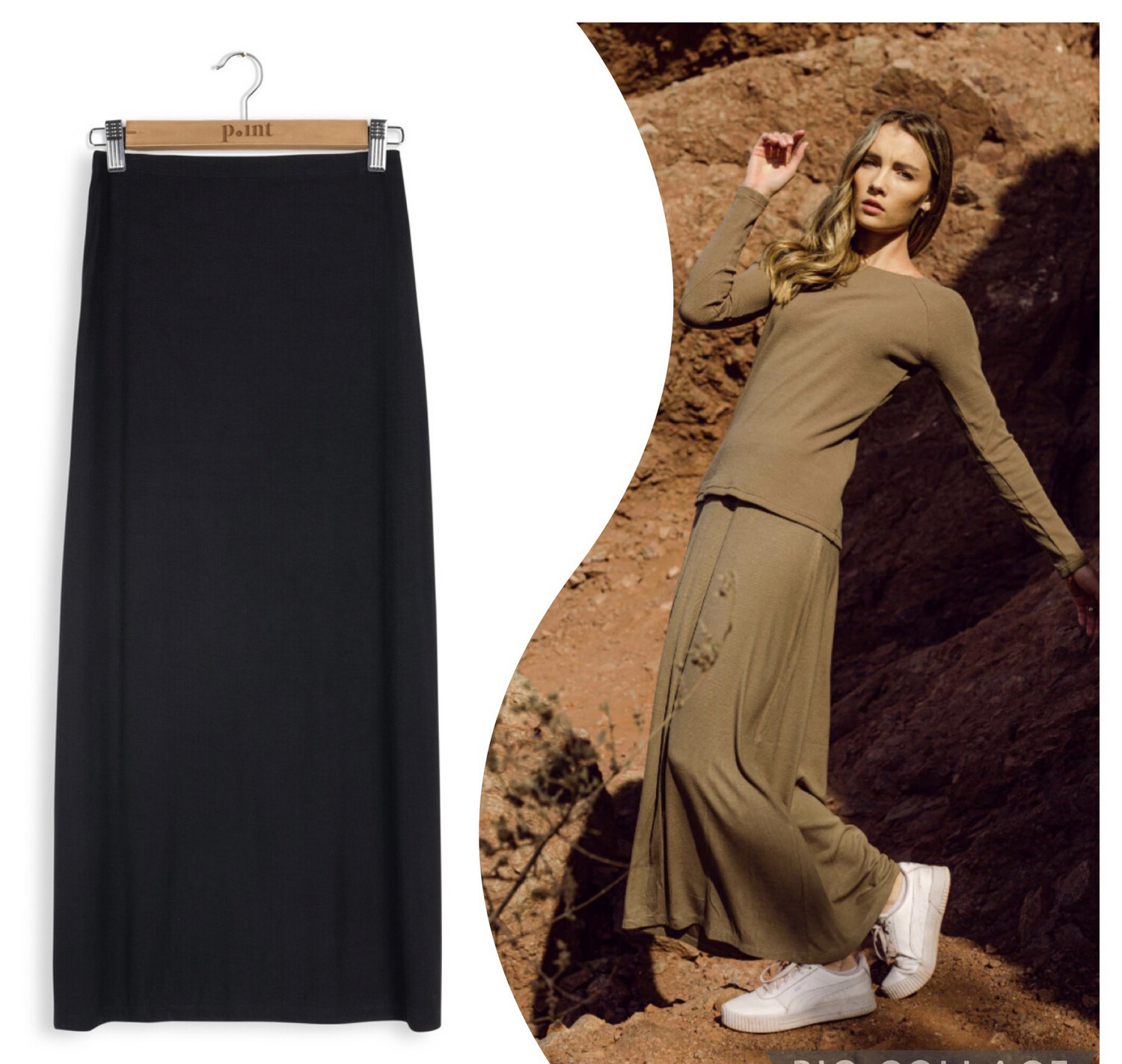 A-line maxi skirt black