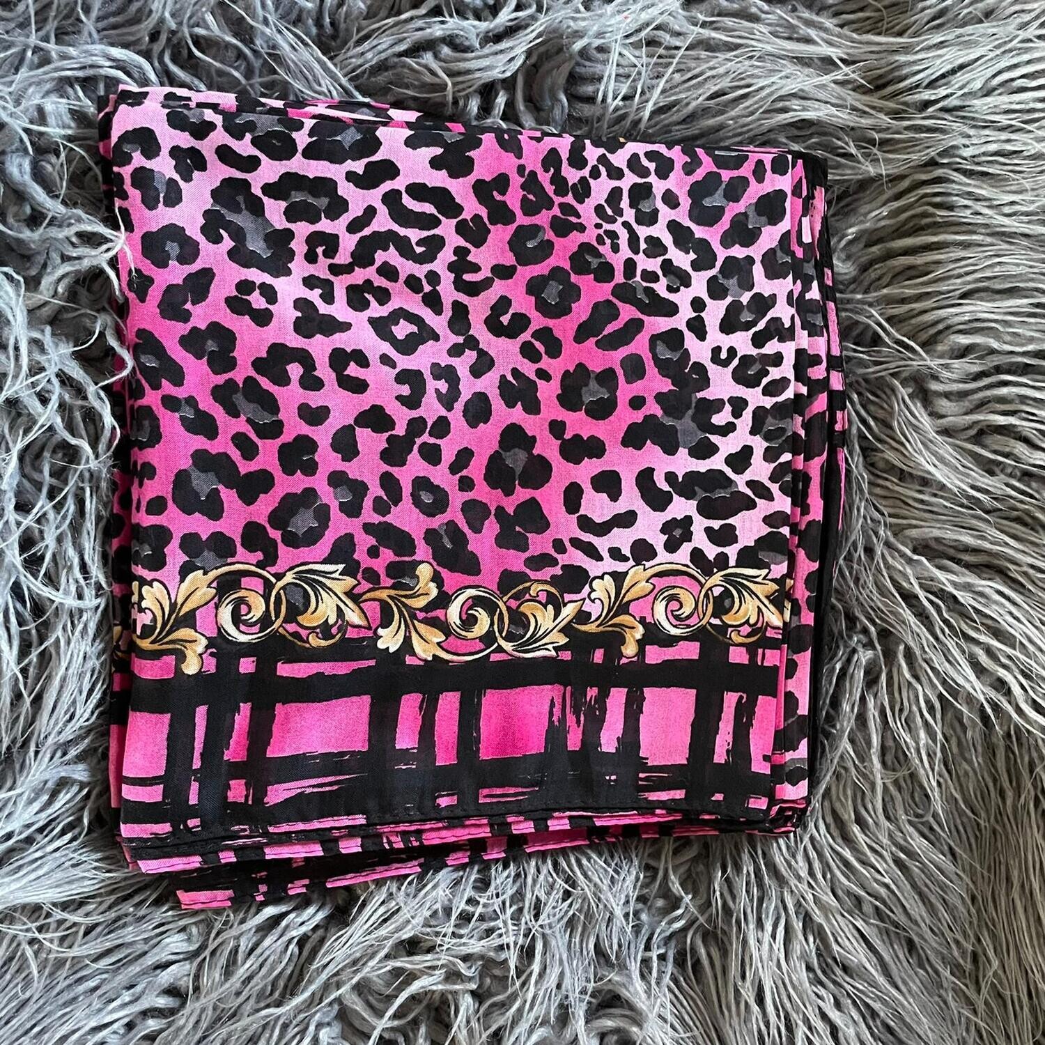 Hot pink leopard  - Turkish head scarve