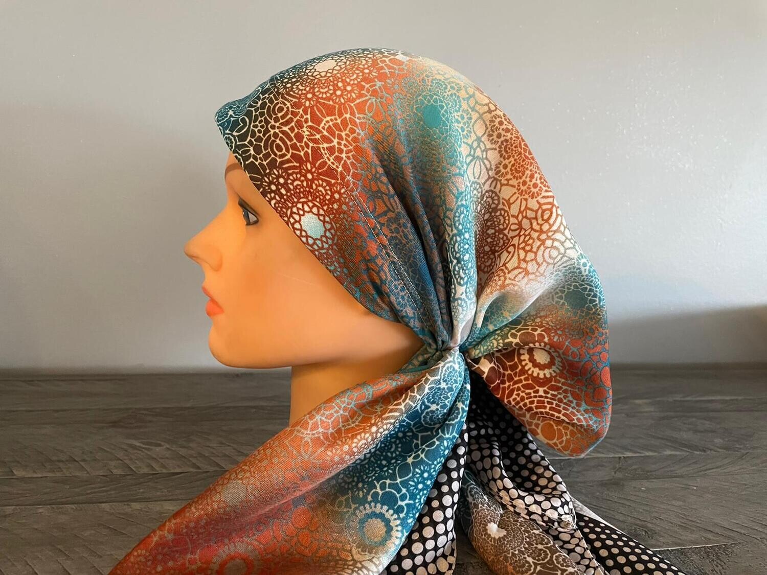 Copper Turkish Tichel w/band sewn in