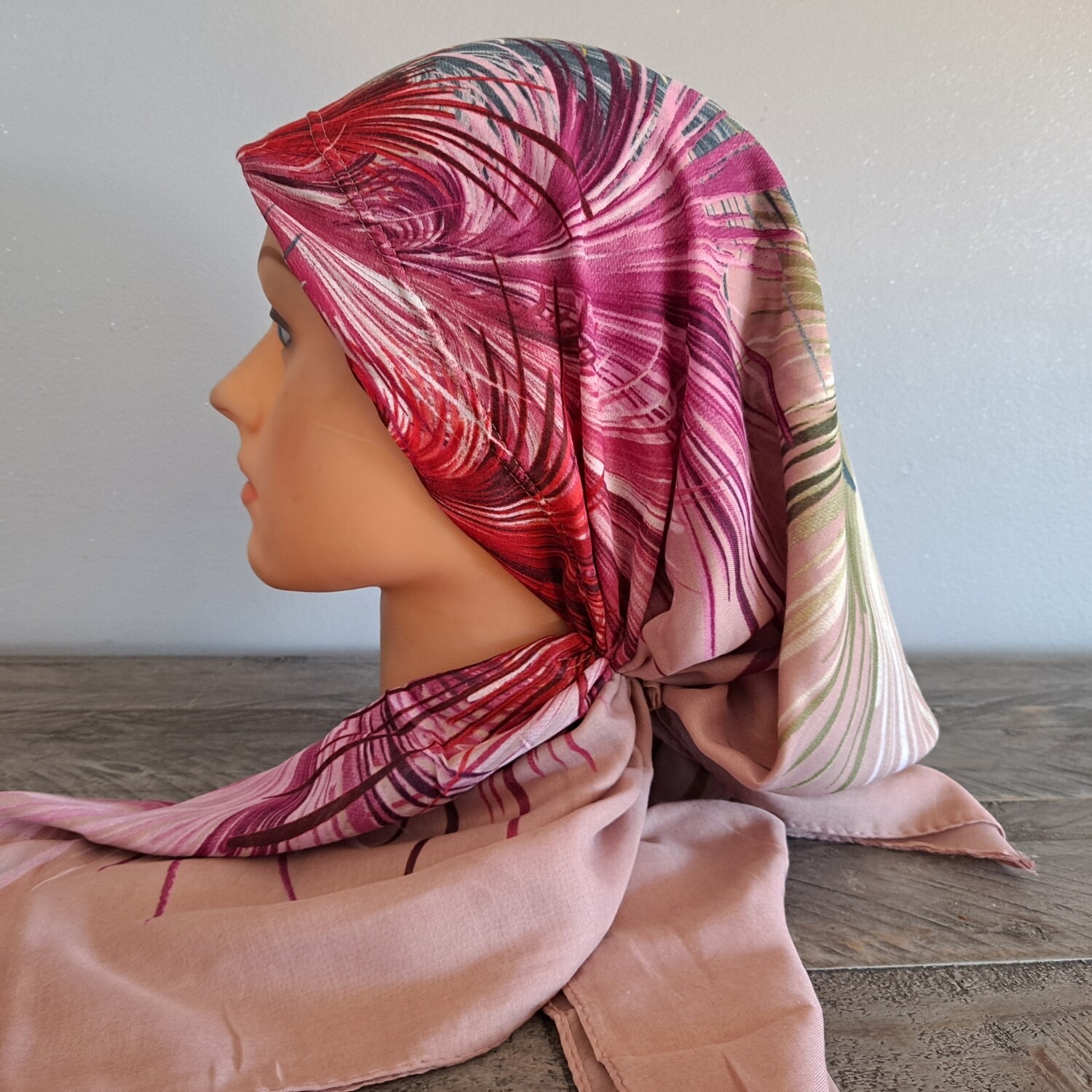 Blush beautiful Turkish Tichel w/band sewn in