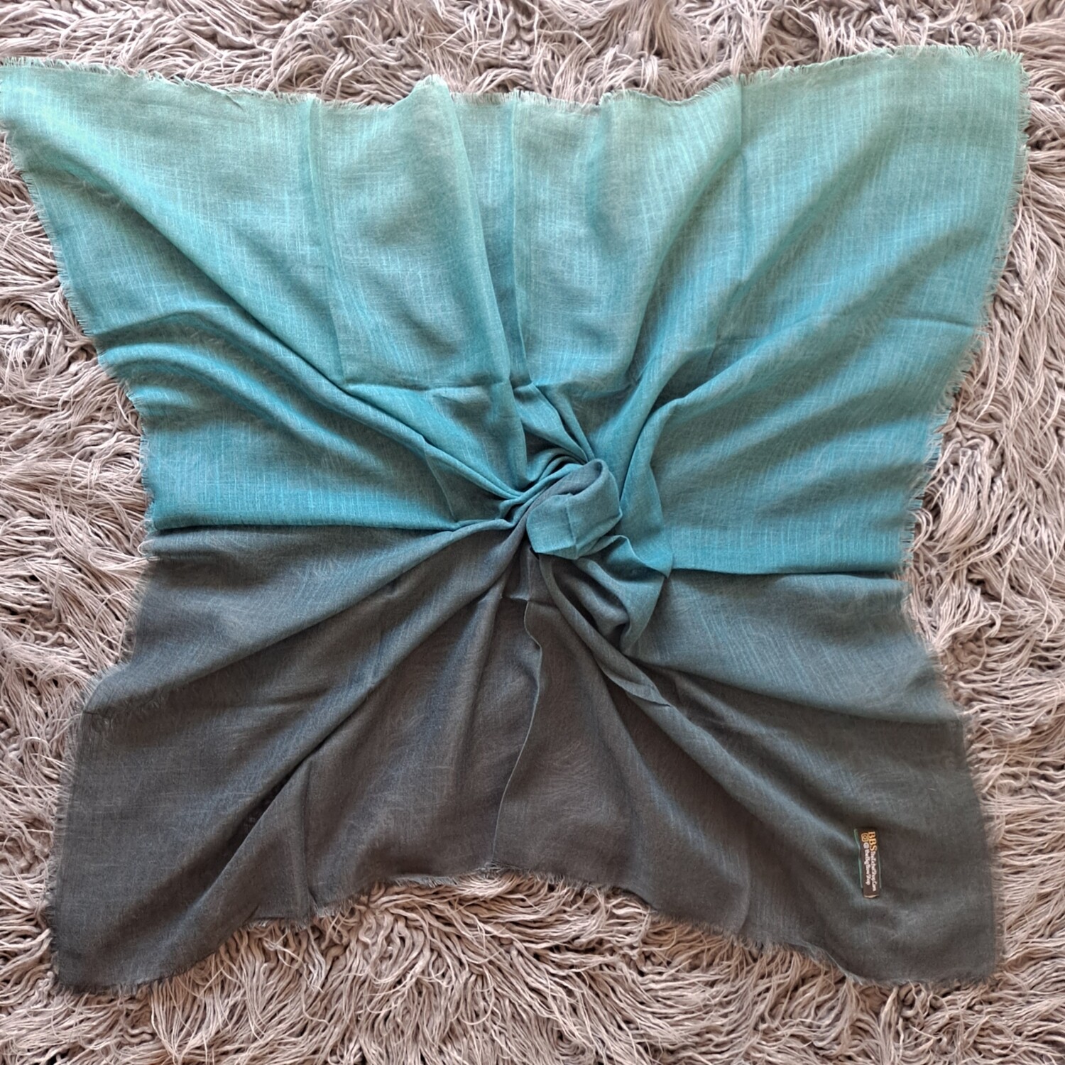 Shades of teal green - shaded soft fringed tichel
