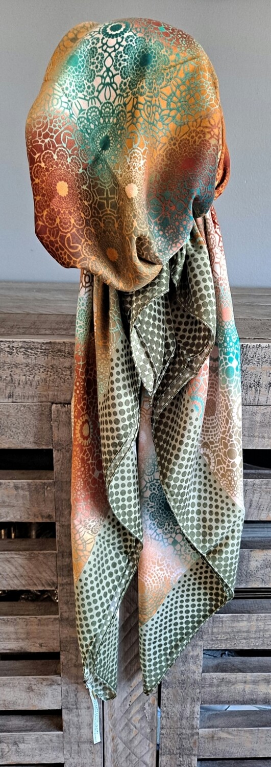 Olive - dotted Turkish pretied tichel w/band sewn in (BBS)